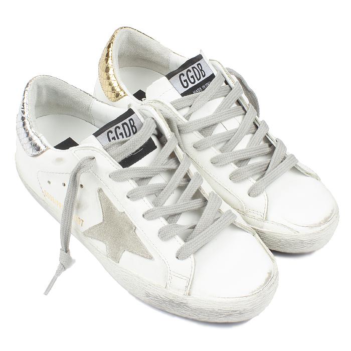 GOLDEN GOOSE Superstar Distressed Leather Low-Top Sneakers White