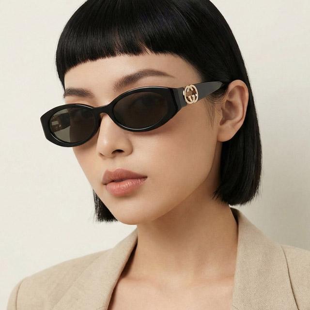 GUCCI Oval Sunglasses Asian Fit Women Acetate Frame GG1662SA 001