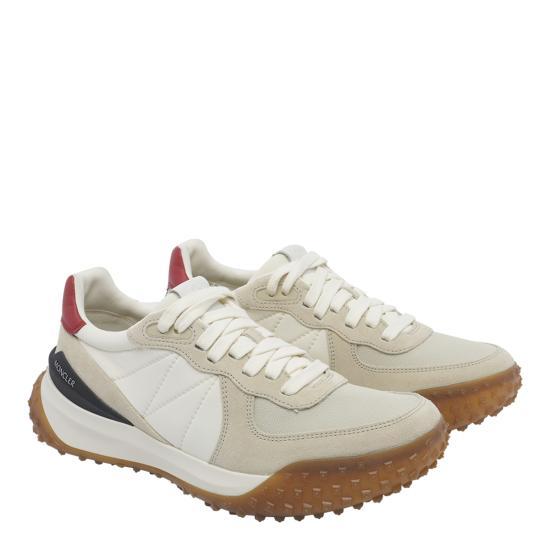 Moncler White Ivory Leather Low-Top Sneakers for Men