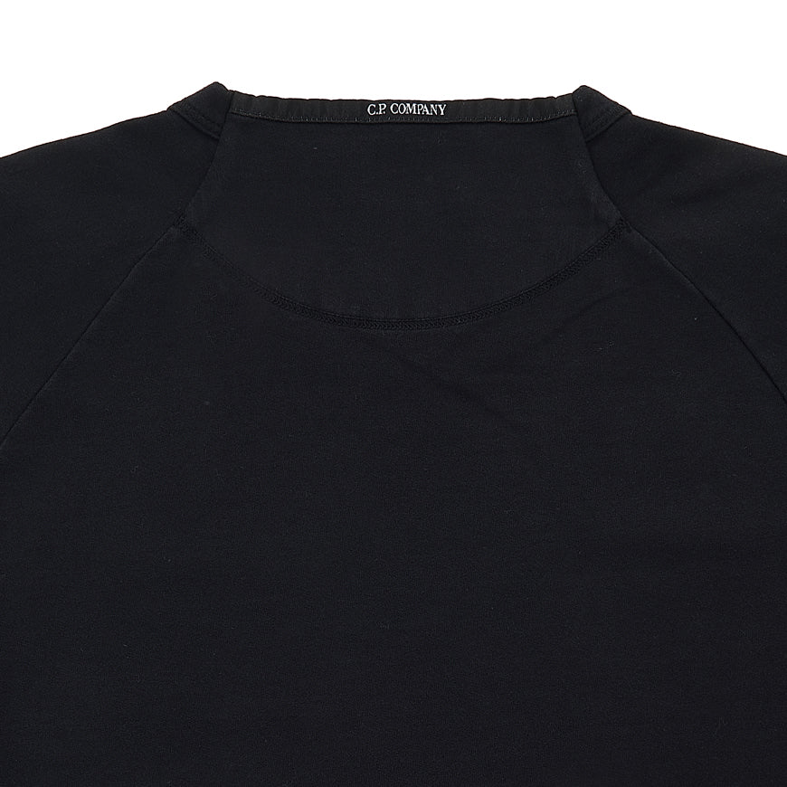 CP Company Logo Print Black Cotton Crewneck Sweatshirt Men