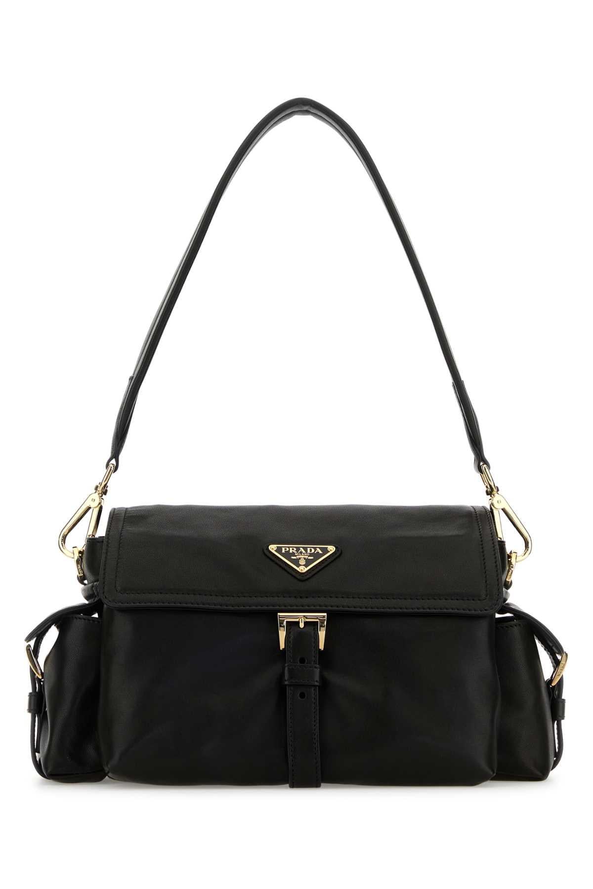 PRADA Black Leather Shoulder Bag