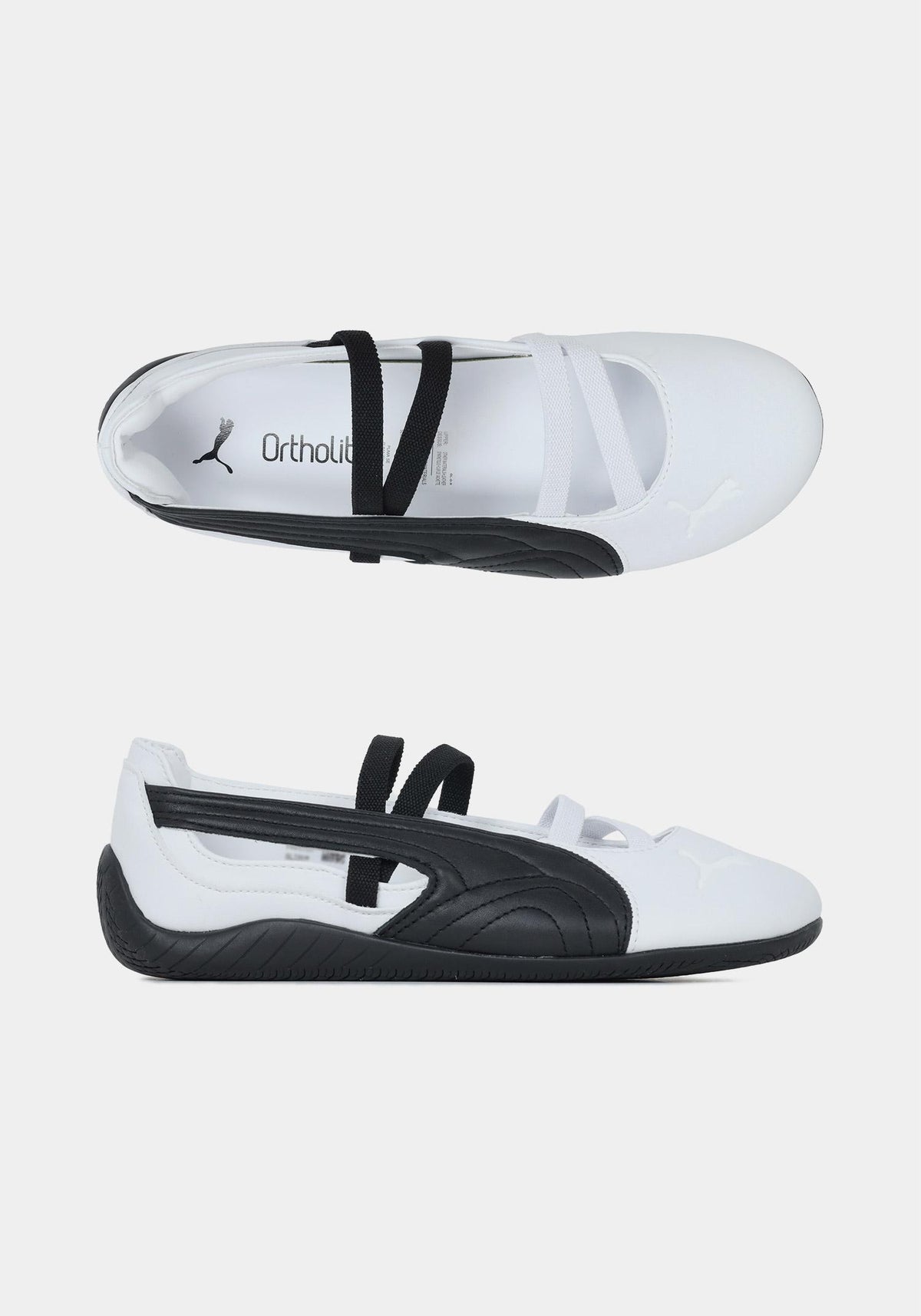 PUMA White Black Speedcat Ballet Leather Low-Top Sneakers