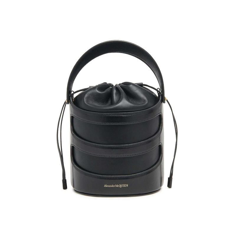 Alexander Mcqueen Rise Bucket Bag Black Leather Shoulder Bag
