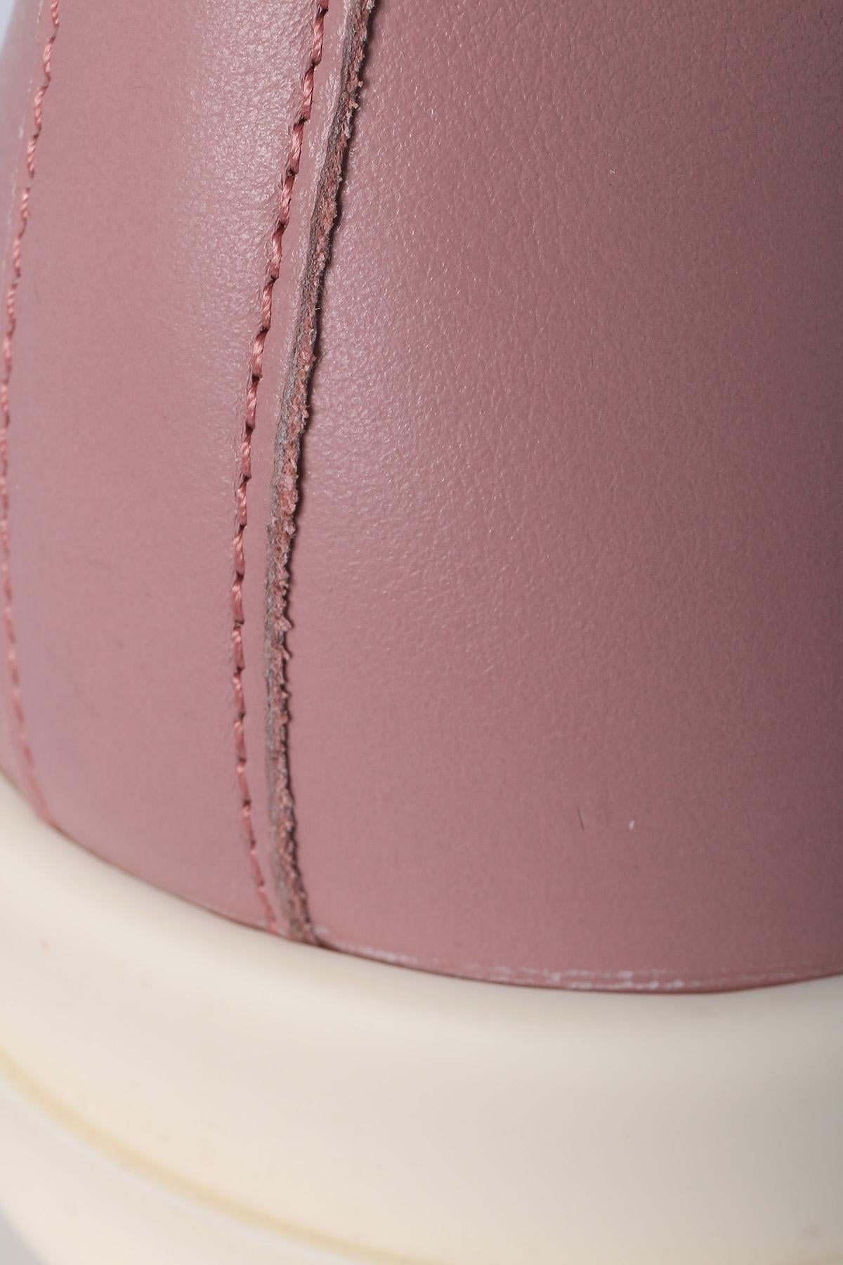 Rick Owens Dusty Pink Milk Leather High-Top Sneakers