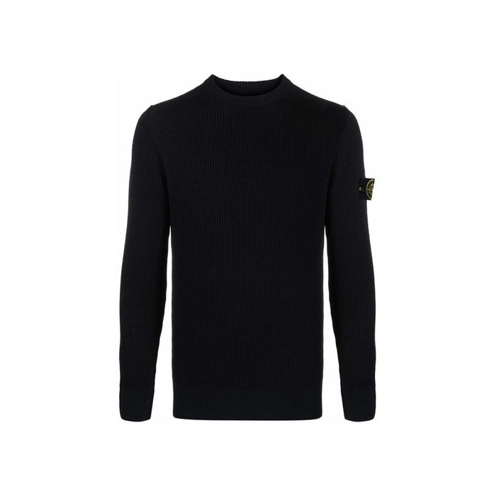 STONE ISLAND Ribbed Wool Crewneck Sweater with Logo Patch 7515521C2 V0020