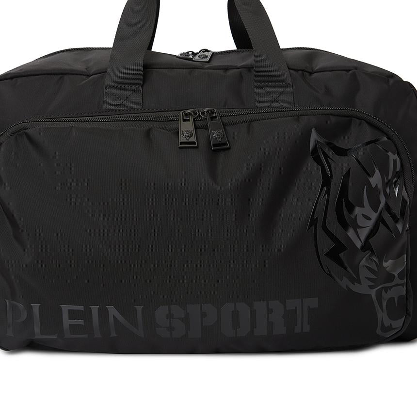 PLEIN SPORT Men’s Duffel Bag Black Nylon Tote Bag