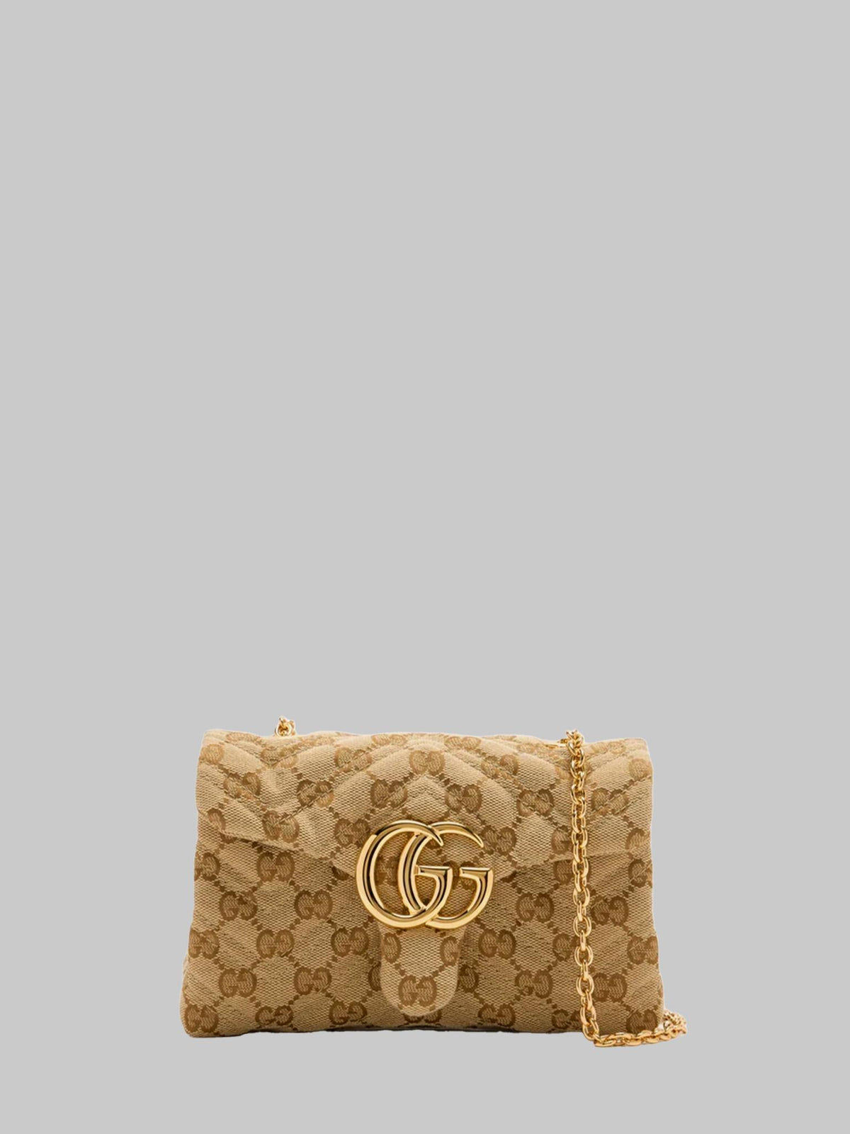 GUCCI Leather Shoulder Bag Beige Brown