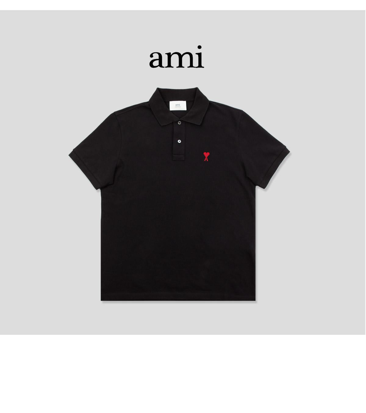 AMI Men's Heart Logo Short Sleeve Polo Shirt BFUPL001 760