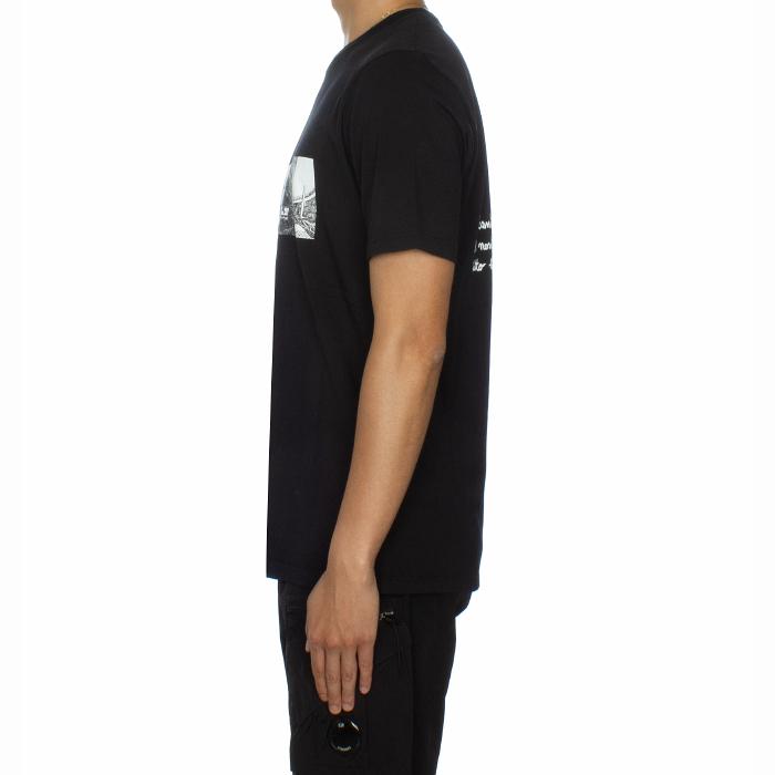 CP Company Black Jersey Back Letter T-Shirt Men's