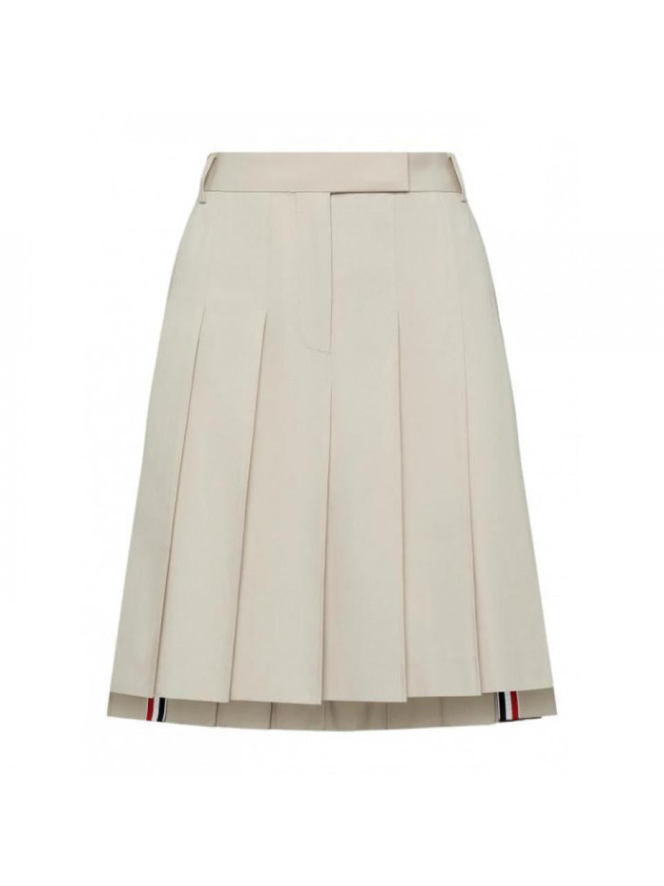 THOM BROWNE Women's Cotton Suiting Pleated Midi Skirt