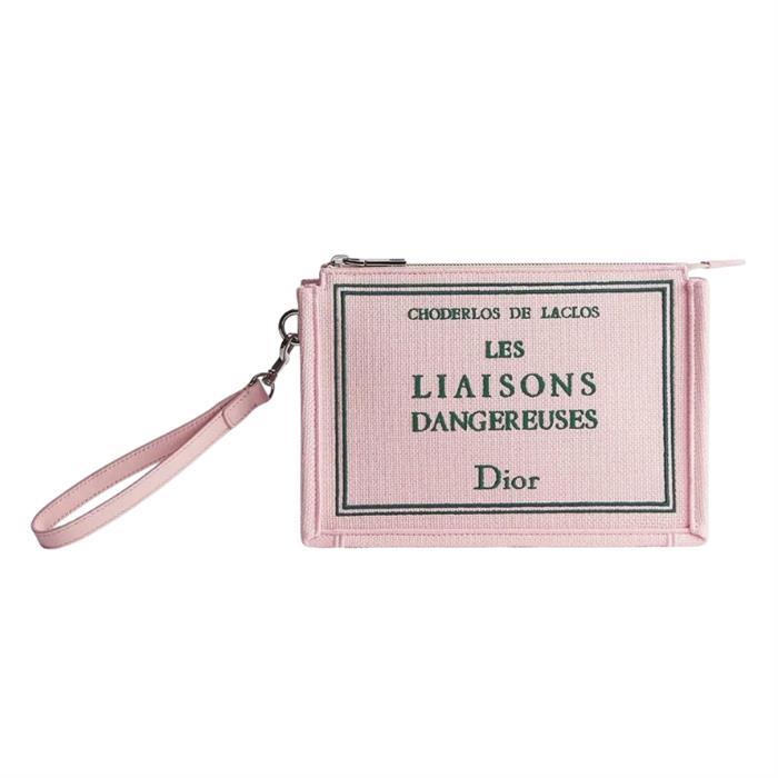 DIOR A5 Triangle Pouch Black Leather Zip Clutch