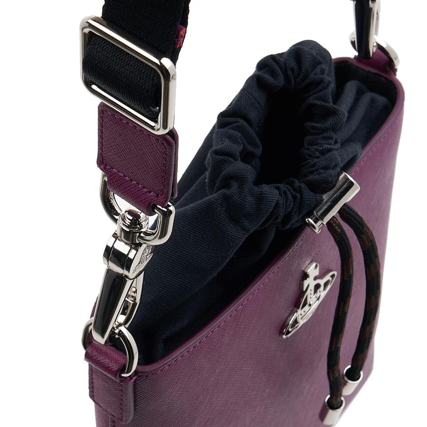 Vivienne Westwood Saffiano Drawstring Crossbody Bag Women Black