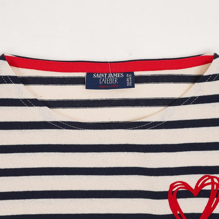 Saint James Ecru/Navy Stripe Merid Amour Tulip Women’s T-Shirt