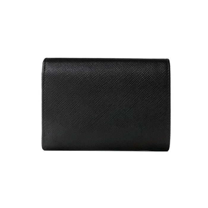 PRADA Saffiano Leather Black Coin Bifold Wallet Gold Logo