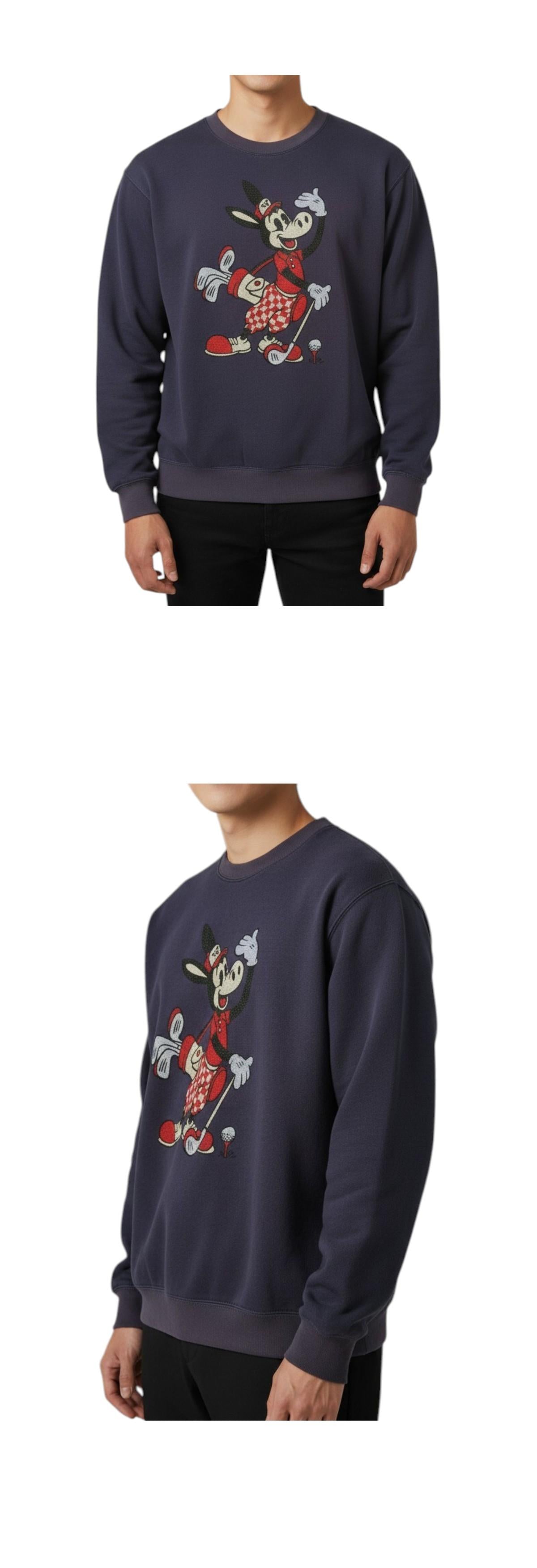 Wild Donkey Deep Navy Blue Steam Golf Crewneck Sweatshirt Unisex