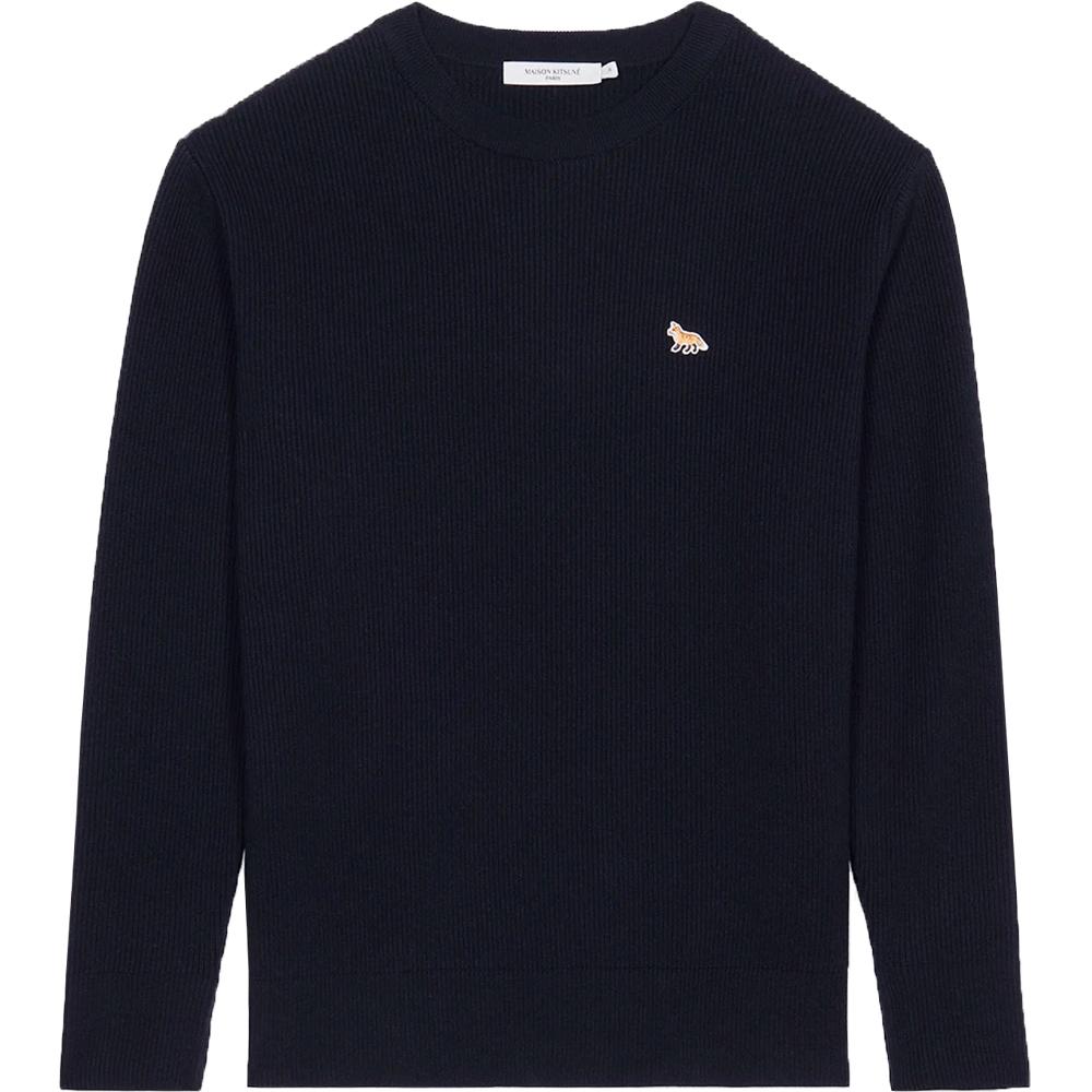 Maison Kitsune Fox Logo Ribbed Knit Sweater Navy IM00511KT1064 P481