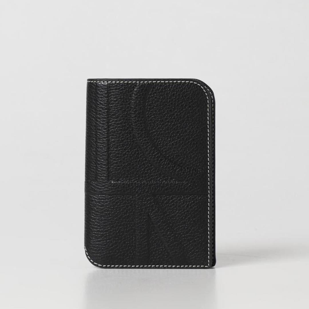 Toteme Monogram Leather Passport Wallet Unisex Black 232 9004 642