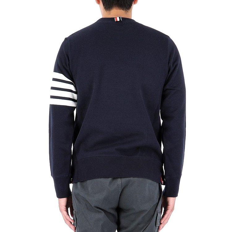 THOM BROWNE 4-Bar Milano Stitch Navy Men's Crewneck Knit Top