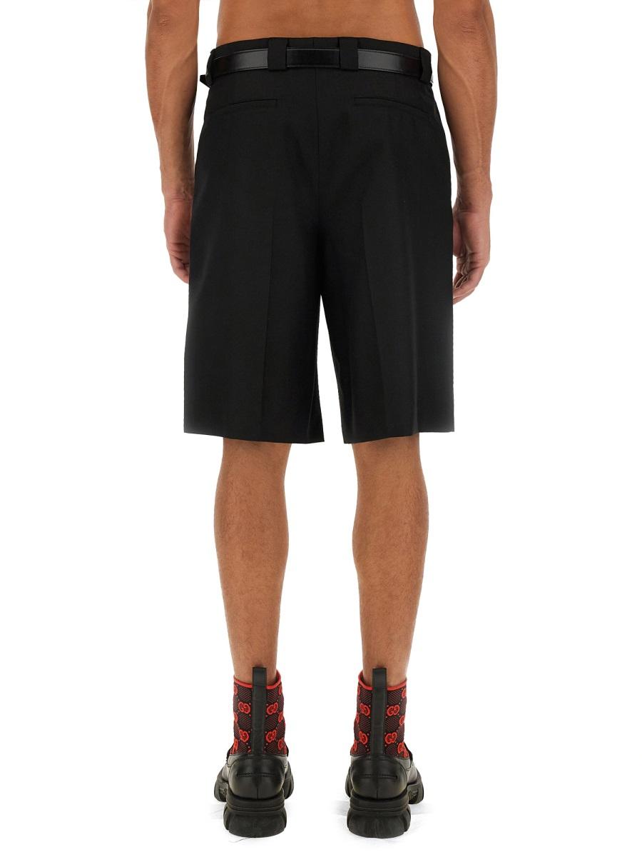 GUCCI Black Cotton Logo Drawstring Shorts
