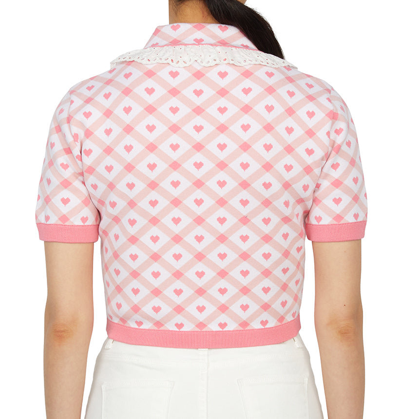 ALESSANDRA RICH Check Jacquard Collared Cardigan for Women
