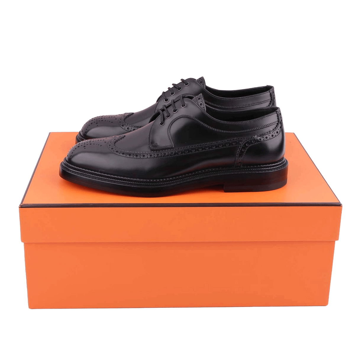 HERMES Men’s Lawson Derby Loafers Black Leather Shoes