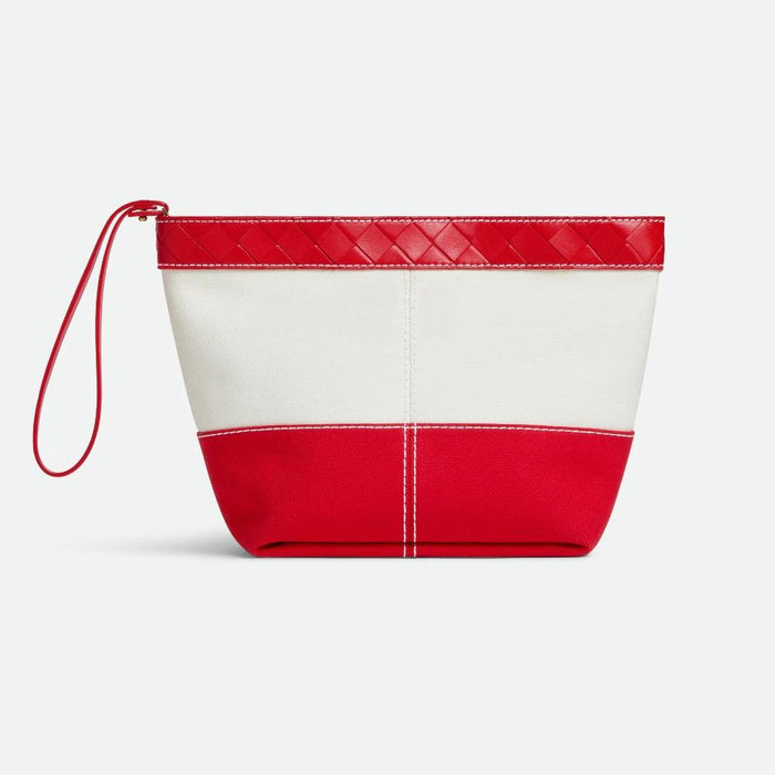 Bottega Veneta Medium Flip Flap Pouch White Scarlet Unisex