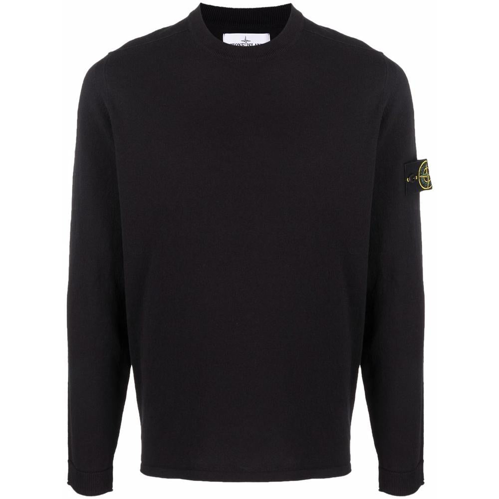 STONE ISLAND Dark Navy Patch Logo Crewneck Knit Sweater for Men