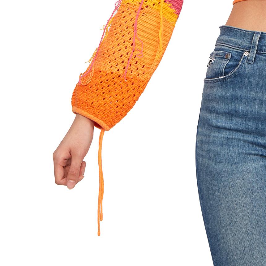 House of Sunny Women’s Cropped Knit Sweater Multi Color