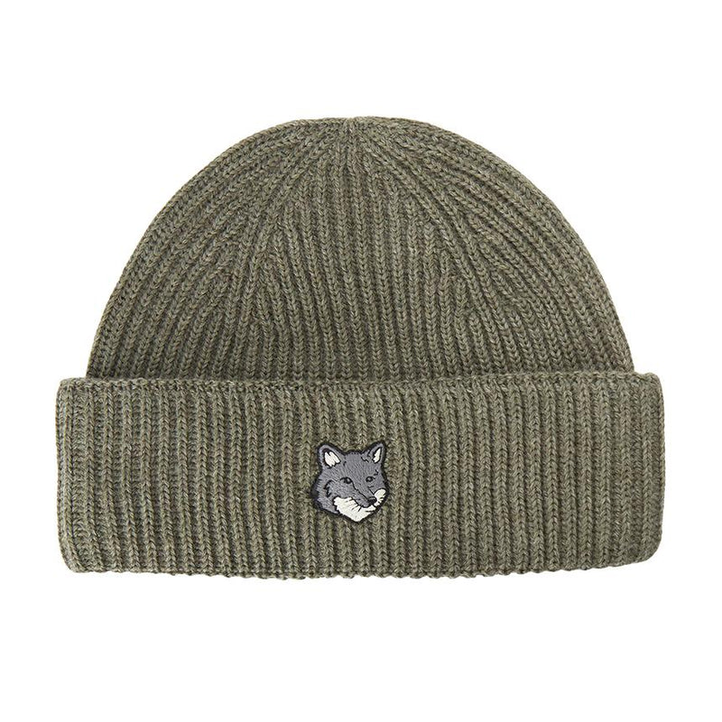 Maison Kitsune Fox Head Large Beanie Unisex Navy Knit Hat PM06112 KT1022 P131