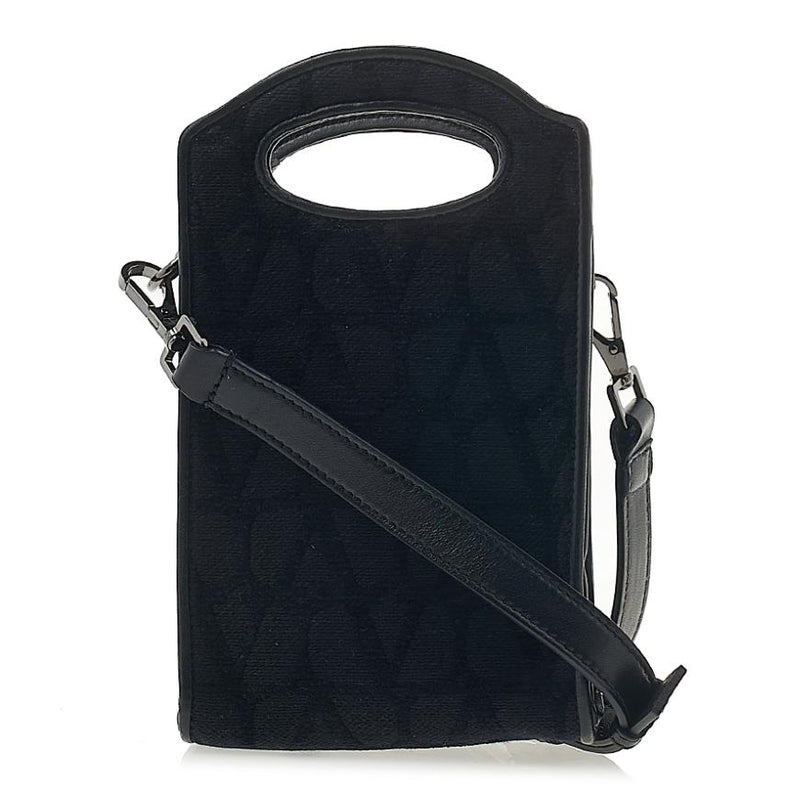VALENTINO Garavani Toile Iconography Phone Crossbody Bag Black