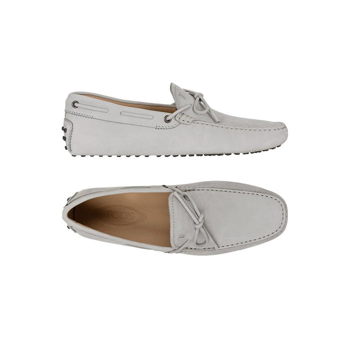 Tods New Gommino Suede Driving Loafers Light Gray Men’s