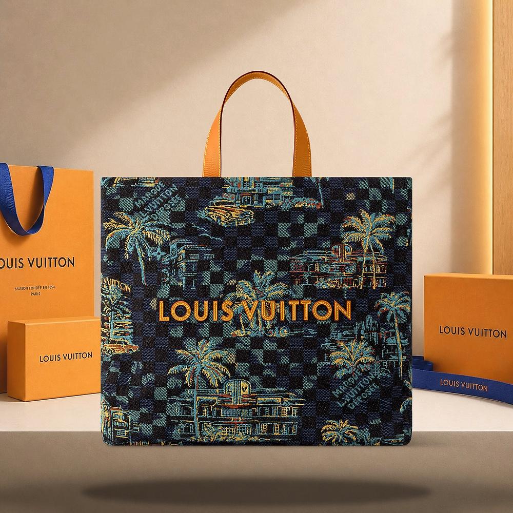 Louis Vuitton Marina Blue Shopper Tote MM Clutch