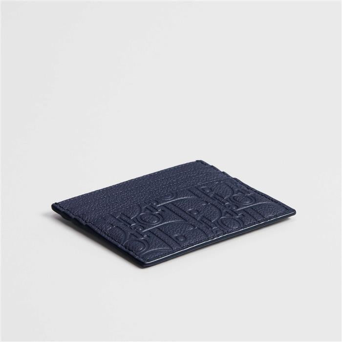 DIOR Blue Leather Compact Card Holder Wallet