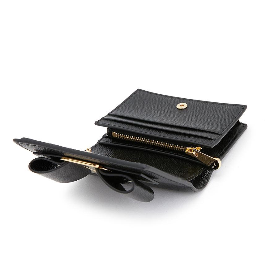 Ferragamo Vara Bow Leather Bifold Wallet Black Women’s