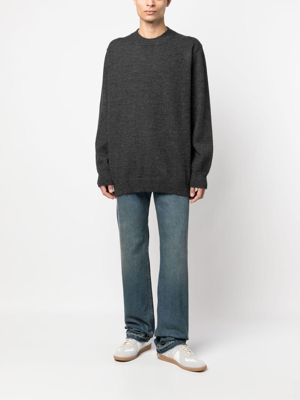 Maison Margiela Men’s Alpaca Crewneck Knit Sweater Dark Gray