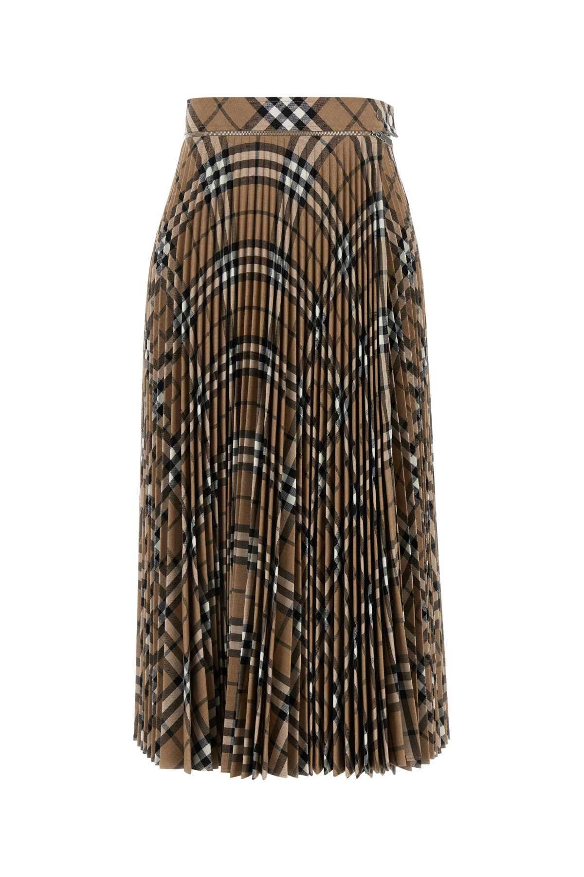 BURBERRY Beige Wool Blend Long Skirt