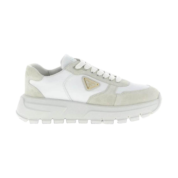 PRADA Women’s White Re-Nylon Suede Low-Top Sneakers