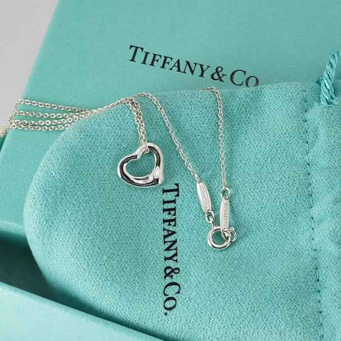 Tiffany & Co 925 Sterling Silver Open Heart Necklace 11mm
