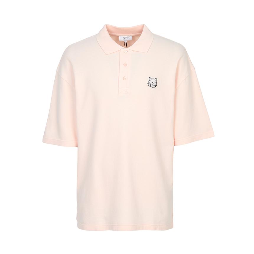 Maison Kitsune Fox Head Men’s Polo Short Sleeve T-Shirt Navy Cotton