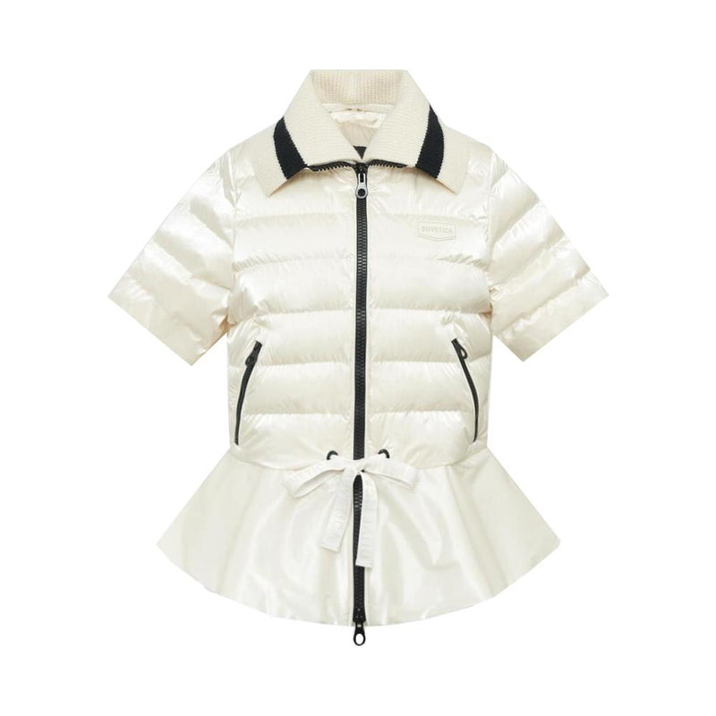 Duvetica Cream SAMILIA Mixed Down Jacket with Waist Drawstring