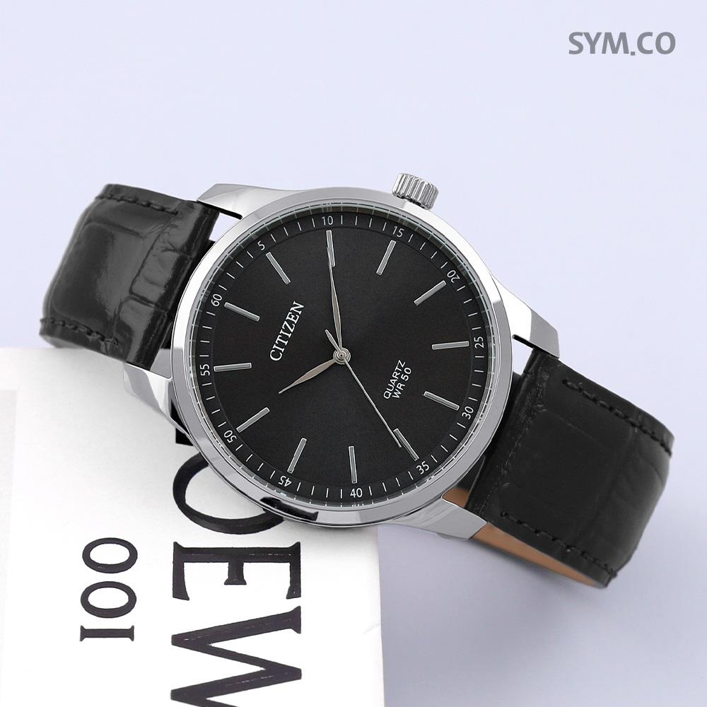 CITIZEN Simple Round Quartz Analog Classic Charcoal Men’s Leather Wat BH5001 05H