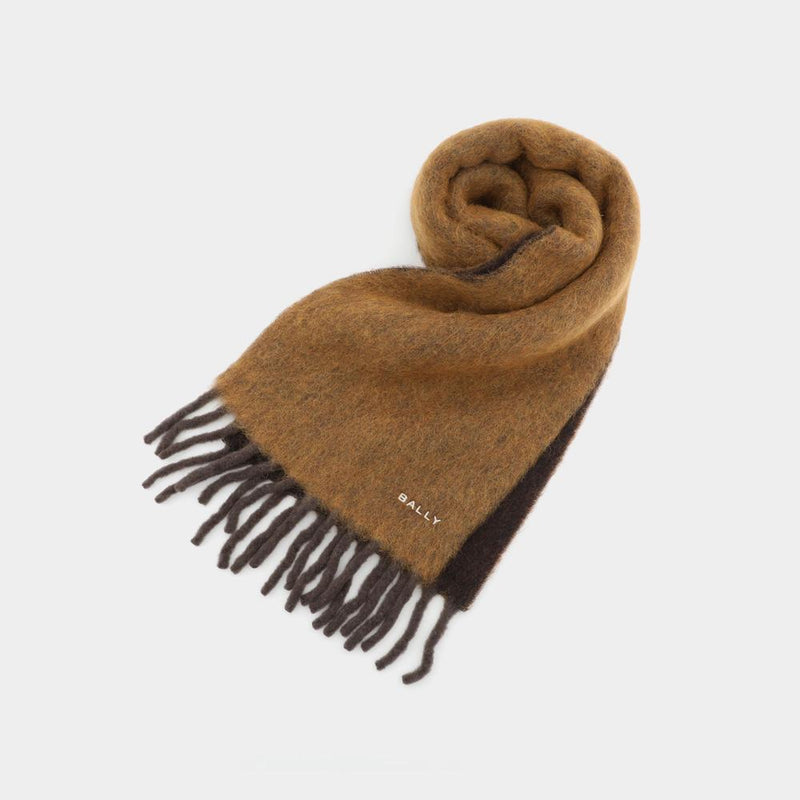 BALLY Reversible Wool Blend Embroidered Logo Scarf WSC03HWO226 I8M5