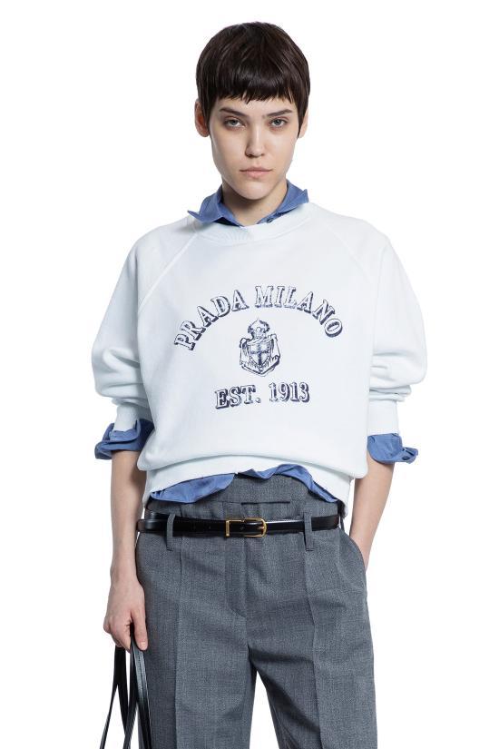 PRADA White Long Sleeve Sweatshirt 134716 16V5 F0009
