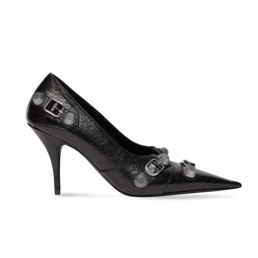 BALENCIAGA Black Cagole Leather Slingback Pumps Women