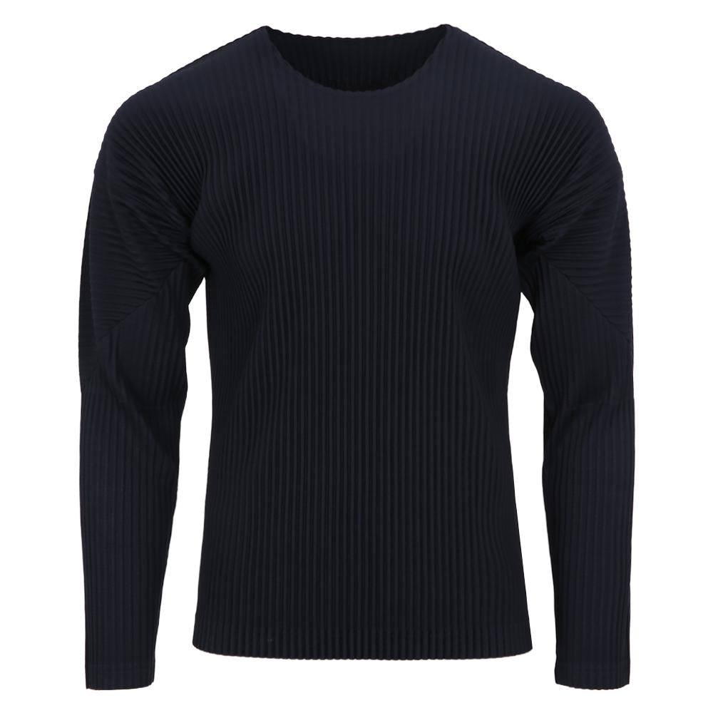 Issey Miyake Homme Plissé Black Pleated Long Sleeve T-Shirt