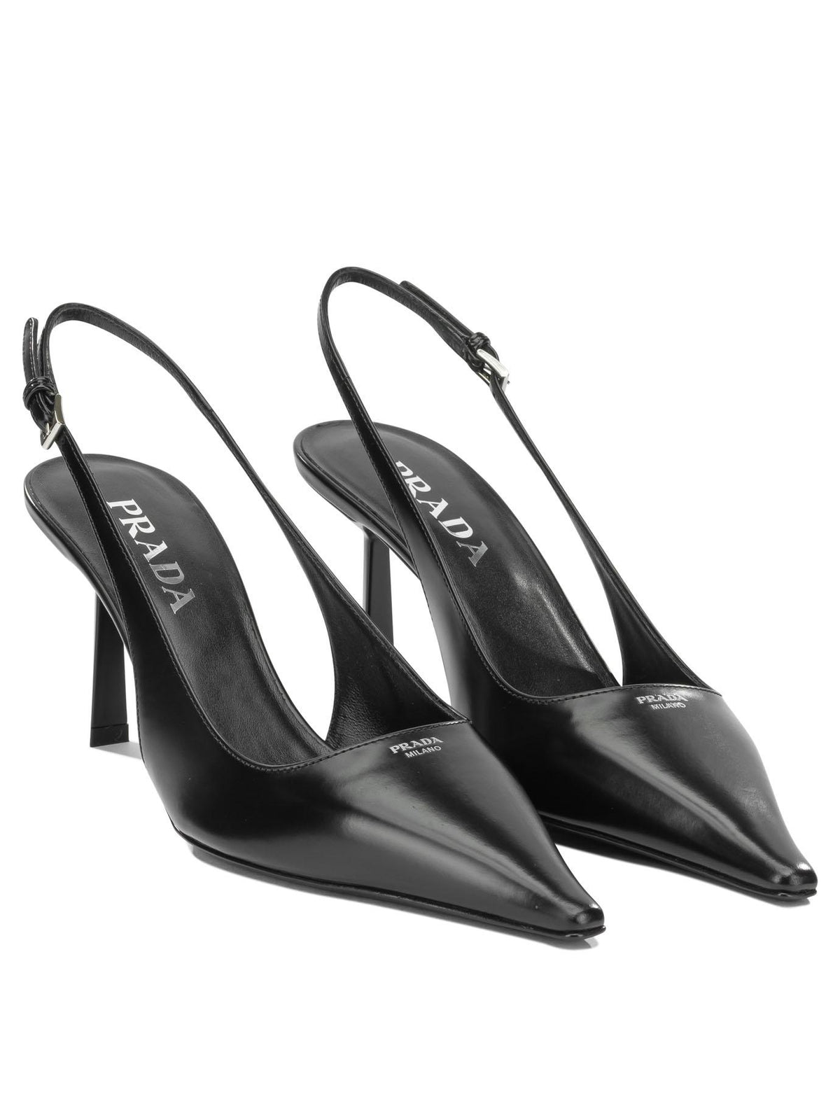 PRADA Black Patent Leather Slingback Pumps