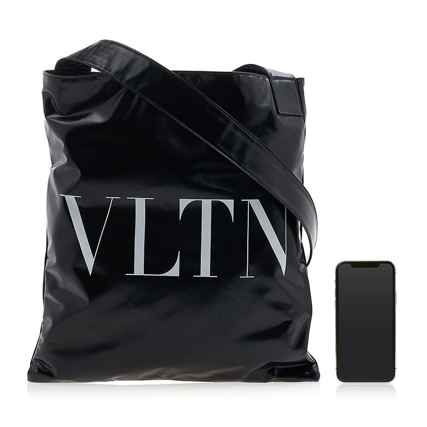 VALENTINO Garavani VLTN Logo Leather Shoulder Bag Black Unisex Crossbody