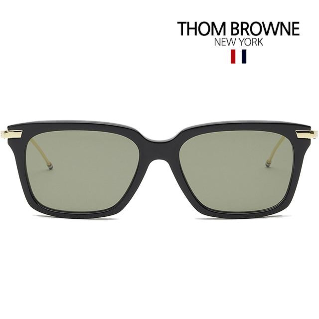 THOM BROWNE Black Acetate Green Lens Sunglasses Unisex