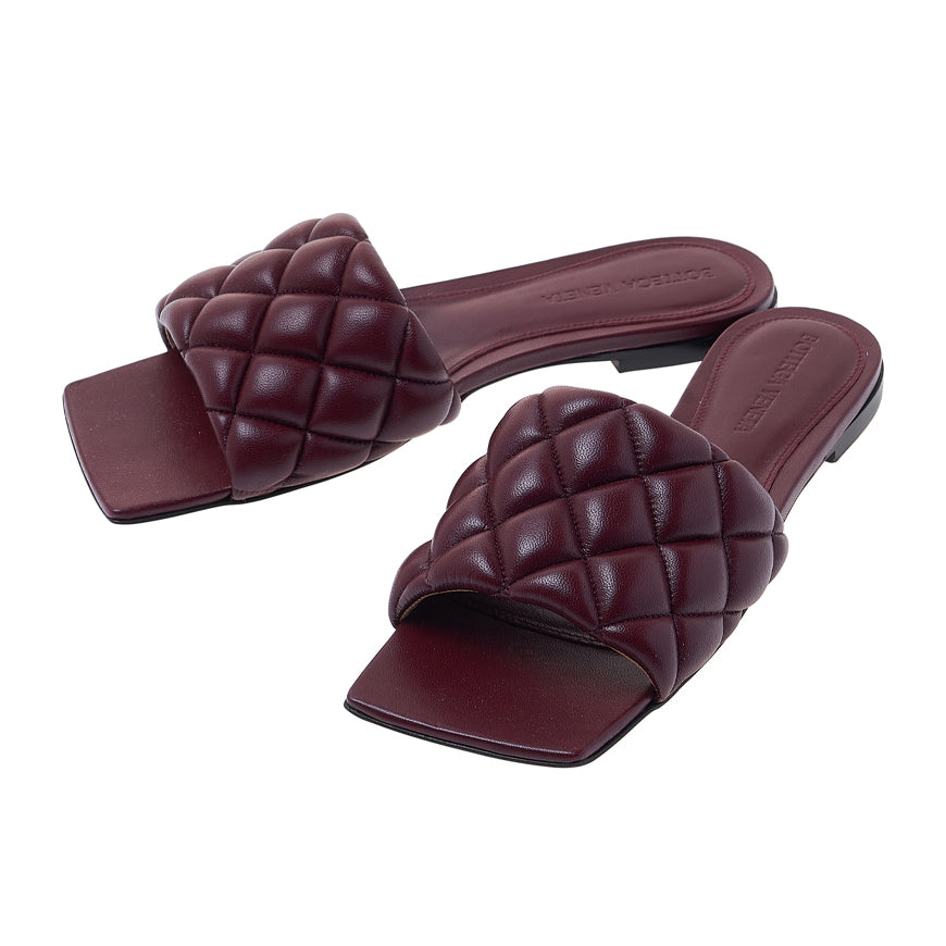 Bottega Veneta Padded Flat Leather Sandals Brown Women’s Slides