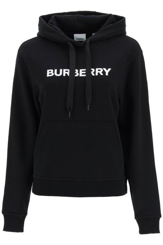 BURBERRY Logo Print Cotton Black Hoodie